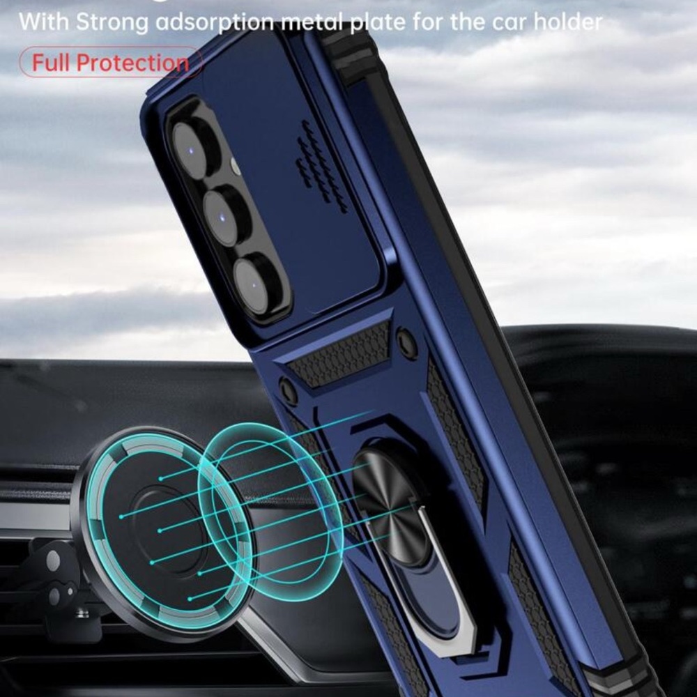 Samsung Galaxy S25 Ultra Case Cover Sleek Blue with Rotating Ring Stand - Picture 7 of 9